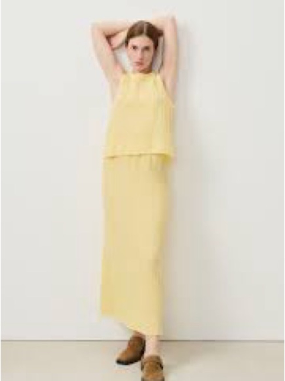 Calvin Klein Pale Yellow Sleeveless Maxi Dress